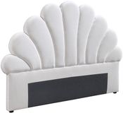 Vente-unique Schelpvormig hoofdbord - 140 cm - Fluweel - Wit - MOANA