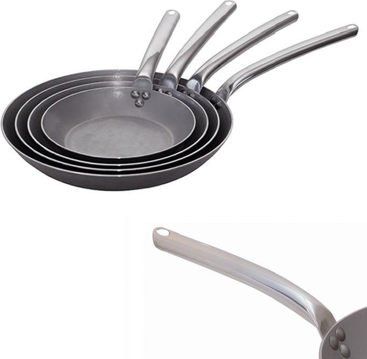 de Buyer De Buyer Carbone Plus Koekenpan met Rvs Handvat - Ø 32cm - Plaatstaal