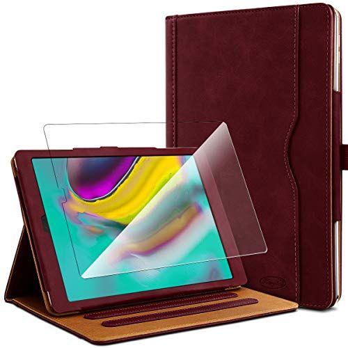 KARYLAX Beschermhoes voor Samsung Galaxy Tab S5e 10.5 SM-T720, bordeauxrood met displaybeschermfolie van gehard glas