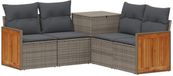 vidaXL Bankstel 2 zitplaatsen Grijs en Donkergrijs Polyrattan en Staal