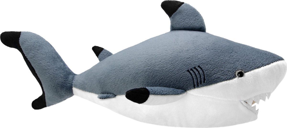 Wild Planet Pluche zwartpunthaai knuffel 40 cm - Grijs
