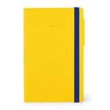 Legami - Notitieboek met witte pagina's, medium, 192 pagina's, zachte PU-omslag, FSC®-gecertificeerd papier, 90 g/m² ivoorpapier, maandplanner, adresboek, bladwijzer, 13 x 21 cm, geel