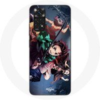 Maniacase Hoesje voor Xiaomi Redmi Note 11 4G Tanjiro Nezuko en Inosuke Slayer Kimetsu no Yaiba Manga