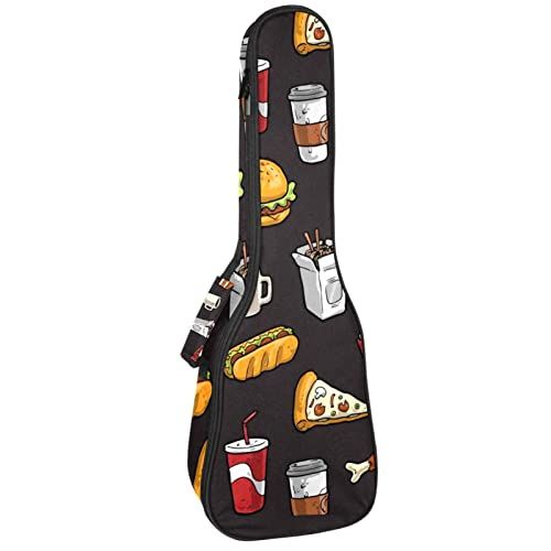 Mersov Concert Ukelele Rugzak, Heavy Duty Ukelele Case Bag met Opslag, Sopraan Concert Tenor Ukelele 10MM Gewatteerde BagBlack SheepsFood Patroon