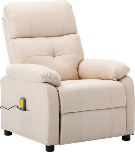 vidaXL Massagestoel stof crèmekleurig