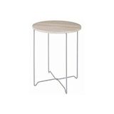 HAKU Bijzettafel rond aluminium eiken licht MDF metaal ronde salontafel - Maat: H 52 cm x Ø 40 cm, Stijl: Modern