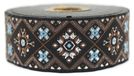 Ruban Jacquard - Tissé bleu clair avec argent métallique - 10m x 35mm