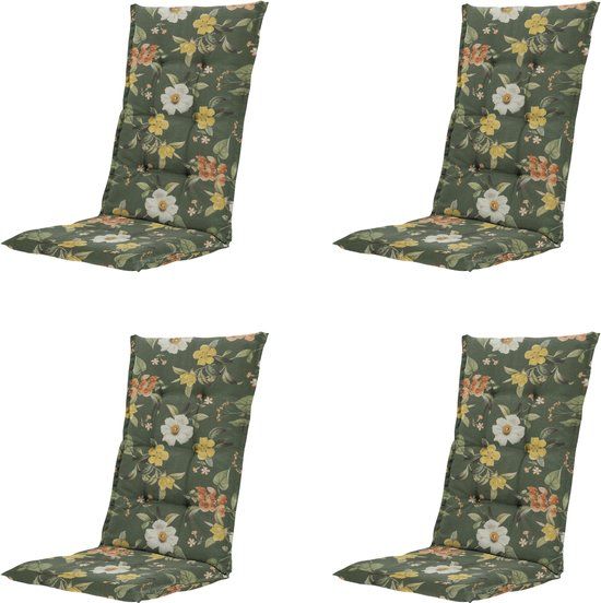 Madison Julliete - Kussen hoge rug - Set van 4 - Donker Groen/Multicolour