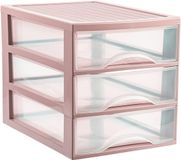 Plasticforte Ladekastje bureau organizer - 3 lades - roze/transparant