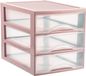 Plasticforte Ladekastje bureau organizer - 3 lades - roze/transparant