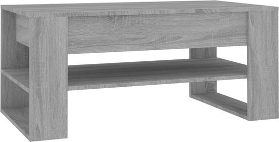 vidaXL salontafel 102x55x45 cm bewerkt hout grijs sonoma eikenkleurig