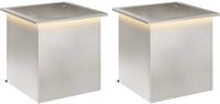 vidaXL Tuinplantenbak met led - 2 stuks - zilver - 50 x 50 x 48 cm