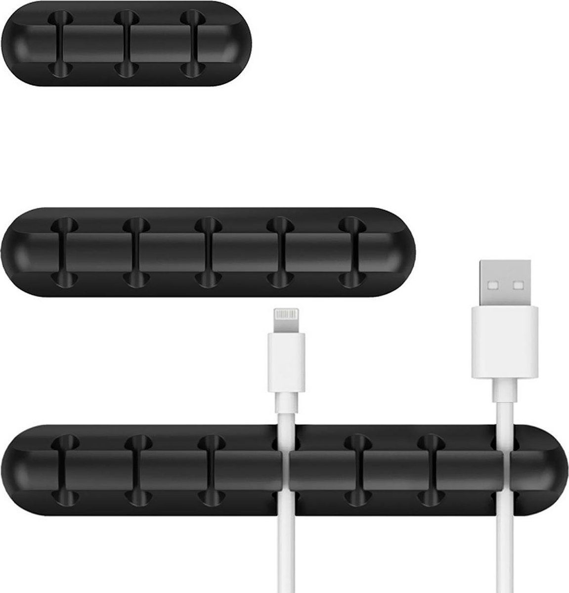 QY Kabel Organiser Clips zelfklevende Kabelhouder set, Kabelclips voor 7, 5 en 3 kabels - zwart