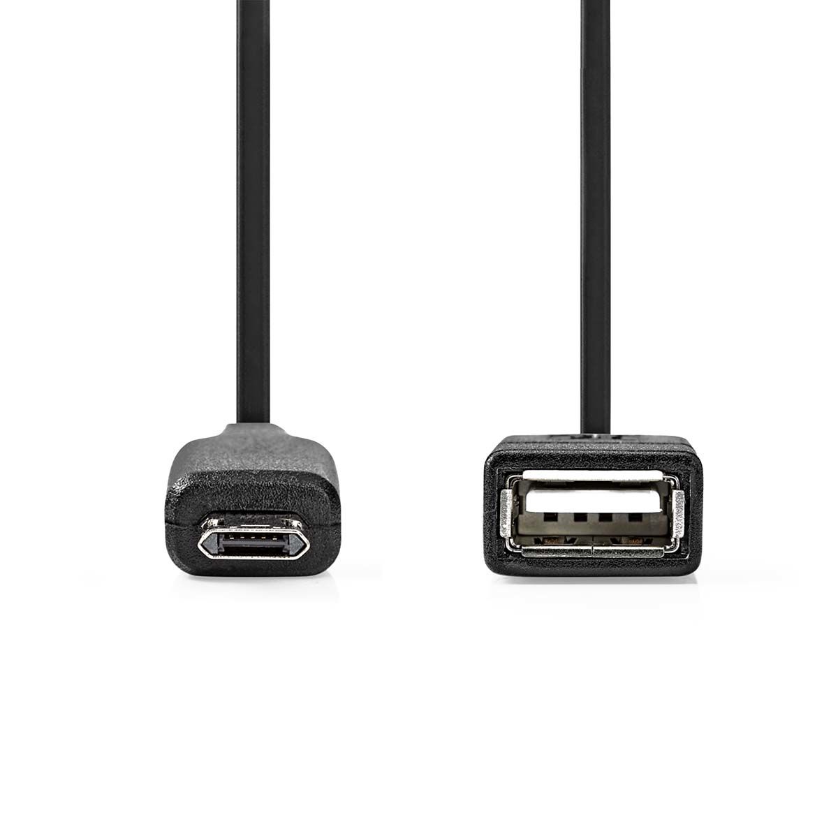 Nedis CCGB60515BK02 USB-kabel USB 2.0 0,2 m Mini-USB B naar USB A Zwart