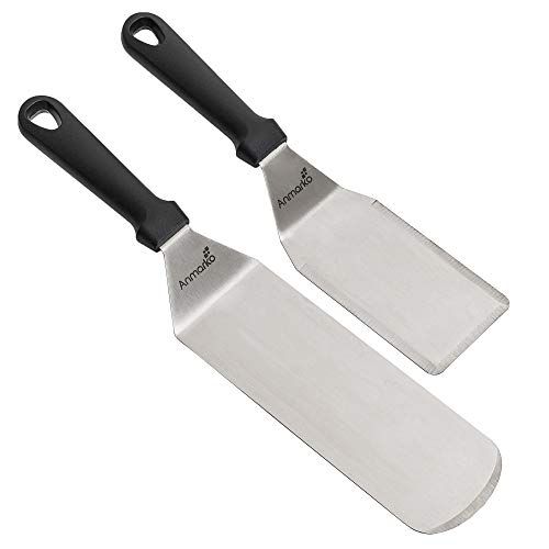 Anmarko Exclusieve grillspatelset van hoogwaardig roestvrij staal, BBQ-grillset in eersteklas kwaliteit voor hamburgers en braden, braadspatel en braadheffer voor binnen en buiten