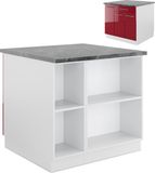 Vicco Fame-Line Keukeneiland – 90 cm met lade, zonder werkblad Bordeaux hoogglans/wit