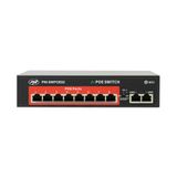 Switch PNI POE Switch SWPOE82, 8 x 100 Mbit/s POE-poorten en 2 x UP Link 100 Mbit/s, 120 W, AI-uitbreidingsfunctie tot 250 m, bliksembeveiliging 4 kV