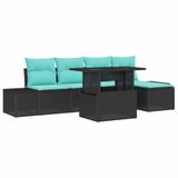 vidaXL Ensemble de canapé de jardin 6 pc Noir polyrotin