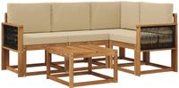 vidaXL Buiten bankenset 5 st Natuurlijk en Beige Polyester