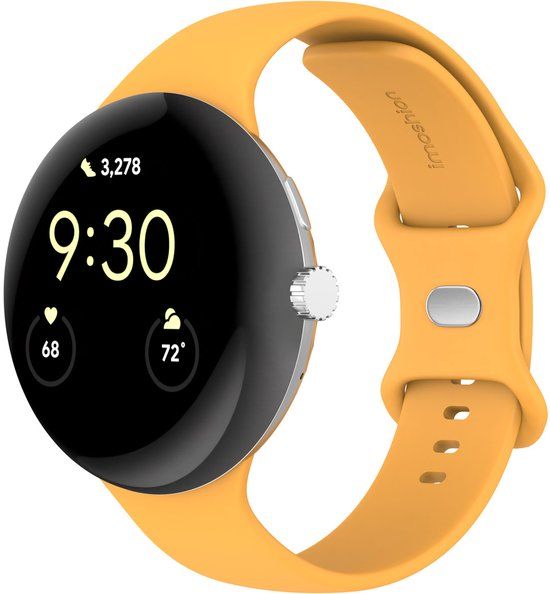 imoshion Ploonk Siliconen⁺ bandje - Geschikt voor Google Pixel Watch 3 / 4 (45 mm) - Maat L - Geel