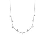 Lucardi Dames Stainless steel ketting met zirkonia voor dames - Ketting - Staal - Zilverkleurig - 47 cm