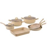 Herzberg Kookgerei Set 10-delig Marmerlook Inductie, Beige