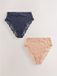 Next - Dames - Set van 2 hoog opgesneden slips met kant - Naturel