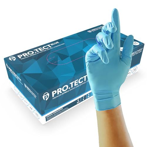 UniGloves GU0044 Premium Nitrile Powder-Free Gloves - Large (Box of 100) - Blue - Set of 100