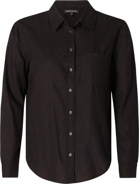 BASE LEVEL CURVY Yaella Shirt - Black - Women's Size 50 - Linen/Viscose