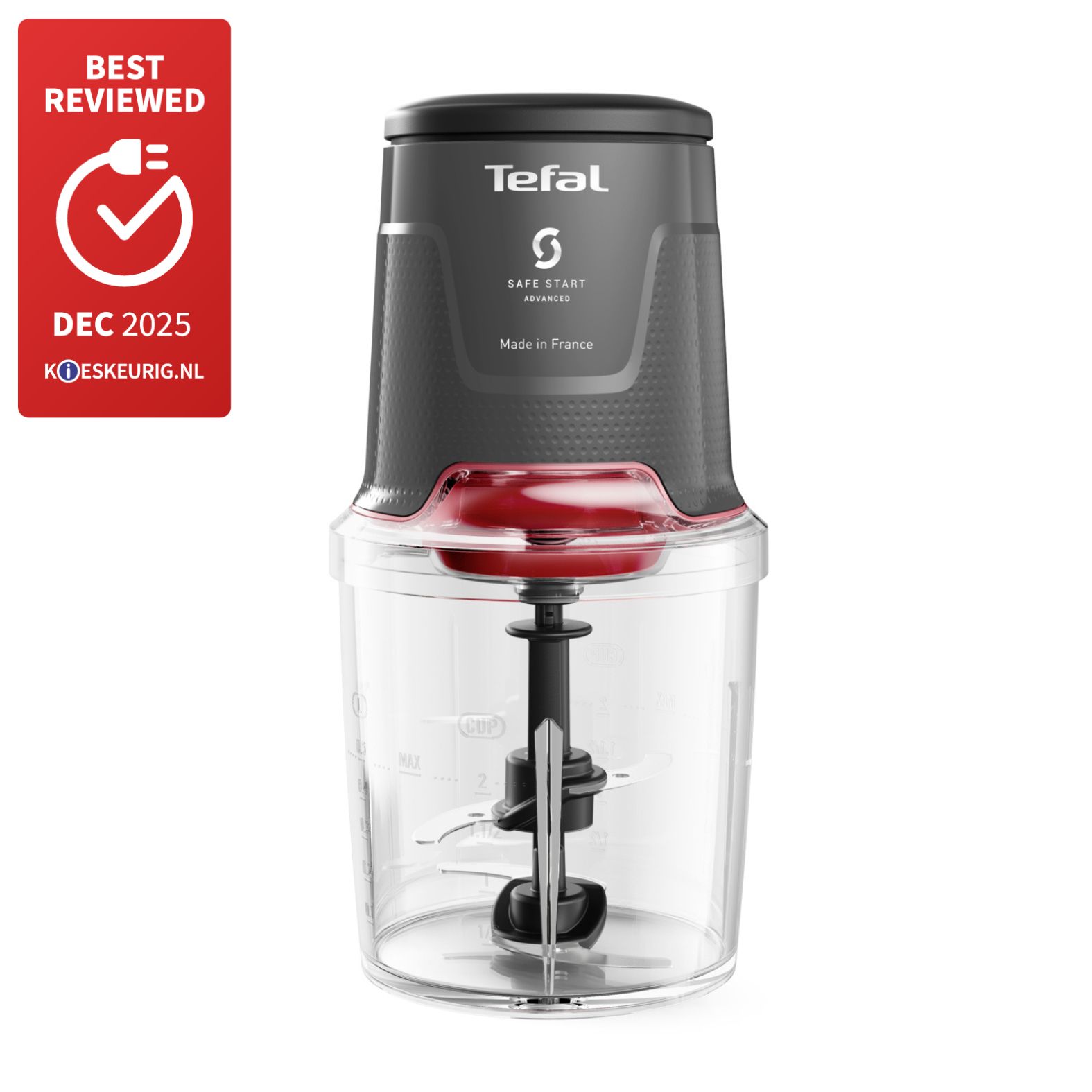 Tefal Easy Press MQ740HF0 - Elektrische hakmolen - 500W - Zwart/Transparant