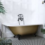 Hudson Reed Baignoire îlot demi-ronde Classique 168,5cm x 75cm - Or Métallique avec Pieds de Baignoire Noirs | Version Droite | Oxford