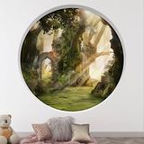 Stickers Trompe L'Oeil Arche Ronde Enfants Forêt - Diamètre 110 cm