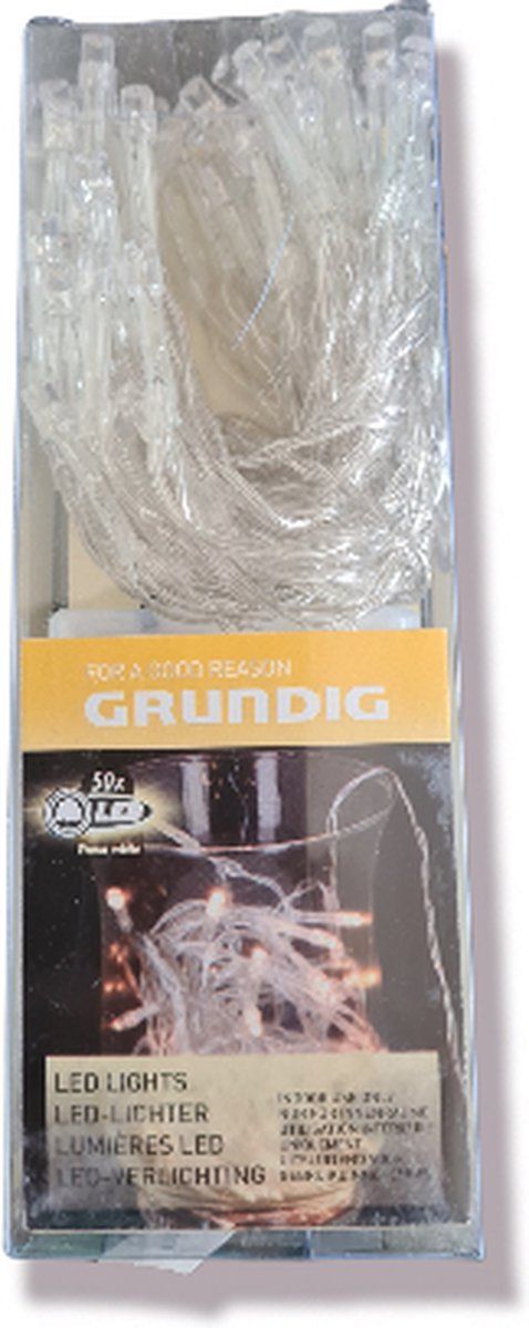 Grundig Lichtsnoer 50 LED Warm White | Kindercrea | Kerstverlichting | LED Lampjes
