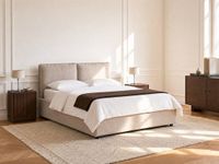 Vente-unique Bed met opbergruimte stof beige 180 x 200 cm