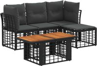 vidaXL Tuinbank Set 5-delig Zwart en Donkergrijs Polyrattan