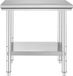 Table de travail en acier inoxydable, 61 x 76,2 cm, capacité de charge 318 kg, table de travail métallique robuste, 3 étagères réglables en hauteur, poste de travail commercial, cuisine, garage, restaurant, jardin arrière