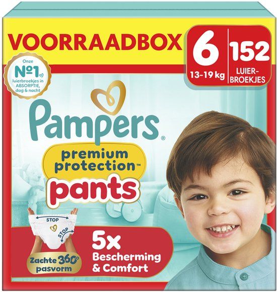 Pampers Premium Protection Pants Maat 6 - 152 Luierbroekjes - 13kg-19kg - Voorraadbox