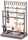 AHYDFSR Sieradenstandaard, oorbellendisplay sieradenhouder, sieradenboom-kettingstandaard met opbergbasis, oorbellenstandaard sieradenopslag Jewelry Stand voor halskettingen, armbanden, ringen, grijs