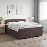 vidaXL Boxspringbed met matras, donkerbruin, 140 x 200 cm, stof