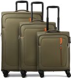 American Tourister Nitestream 4 wielen Kofferset 3-delig met uitbreidingsplooi - Zachte bagage - TSA slot - olive-orange