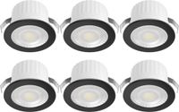 BES LED LED Veranda Spot Verlichting 6 Stuks - Brinton Glowix - 3W 260 lm 38D - Aanpasbare Lichtkleur 3000K-4000K-6500K - Inbouw - Rond - Zwart - Ø44mm Buitenmaat - Ø32mm Zaagmaat