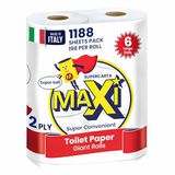 Maxi Toiletpapier, Reuzenrollen (6 stuks)