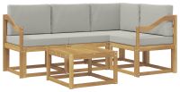 vidaXL Bankset voor buiten, 5-delig, wit en lichtgrijs