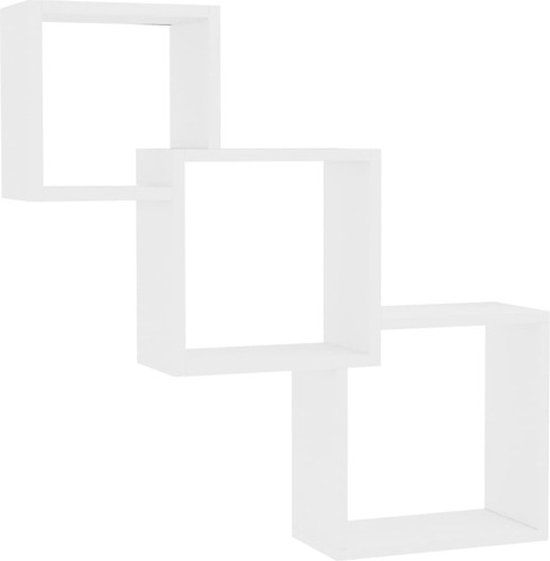 vidaXL Wandschappen kubus 68x15x68 cm bewerkt hout wit