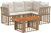 vidaXL Tuinbank Set 5-delig Natuurlijk en Crème Wit Polyrattan