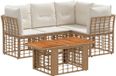 vidaXL Tuinbank Set 5-delig Natuurlijk en Crème Wit Polyrattan