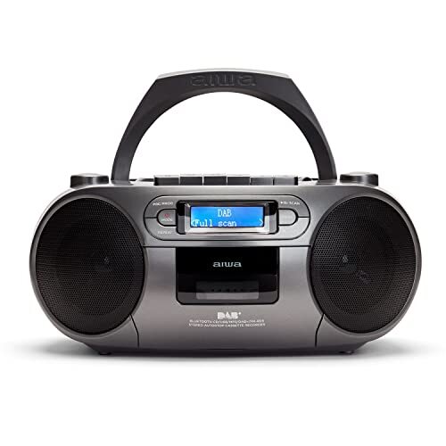 Aiwa BBTC-660DAB/MG: draagbare radio met CD, Bluetooth en USB, cassettes, RDS, FM PLL, Dab+, afstandsbediening, metaalgrijs