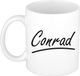 Bellatio Decorations Conrad Naam koffiemok - beker - met sierlijke letters - wit