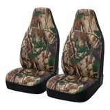 TOYOUN Camo universele autostoelhoezen voor voorstoelen, waterdichte autostoelhoezen met hoge rug, realistische groene camouflageprint, geschikt voor de meeste auto's, vrachtwagens, SUV's,