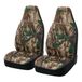 TOYOUN Camo universele autostoelhoezen voor voorstoelen, waterdichte autostoelhoezen met hoge rug, realistische groene camouflageprint, geschikt voor de meeste auto's, vrachtwagens, SUV's,